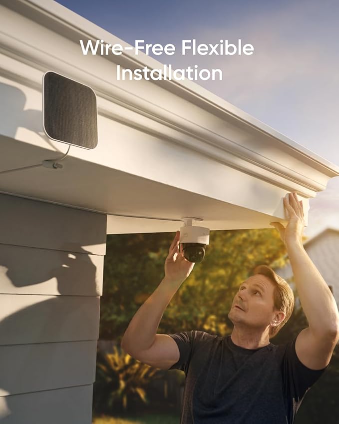 eufy Security SoloCam S340, Solar Security Cameras Wireless Outdoor, Cameras for Home Security, 360° Pan & Tilt Surveillance, No Blind Spots, 2.4 GHz Wi-Fi, No Monthly Fee, HomeBase S380 Compatible
