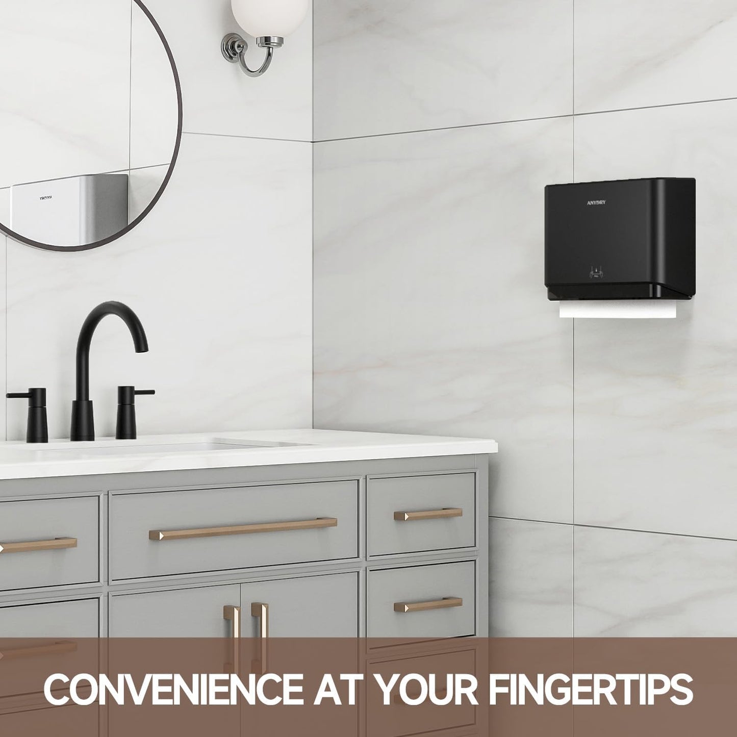 200-Sheet Wall-Mounted Paper Towel Dispenser, Fits Multi-Fold Towels up to 10x3.1 Inches, Perfect for Home & Business (Black)