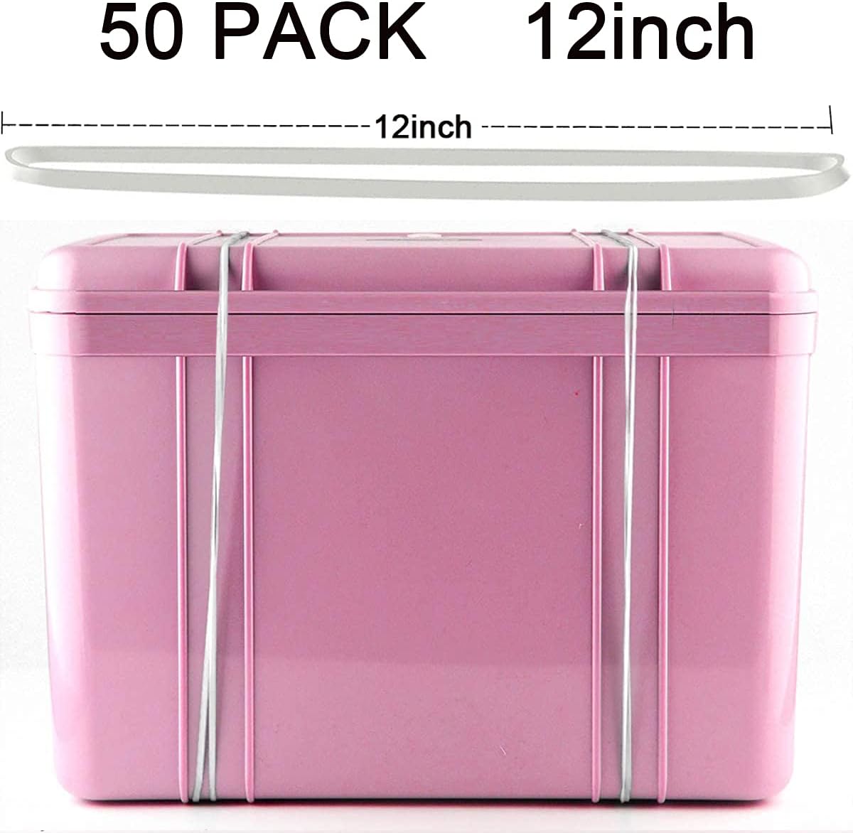 AMUU Rubber Bands 12inch Large 35 Pieces Rubber Bands Fits 8-33 Gallon Trash Cans File folders Elastic Bands for Office Supplies Home White rubber band Trash Cans