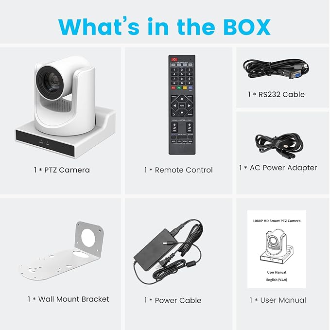 PTZ Camera,30X Optical Camera with IP Live Streaming with Simultaneous 3G-SDI and USB Video Output and Auto-Tracking/Zoom Video/POE/1080P Full HD,HDMI PTZ Camera for Conferences, Church, Teaching