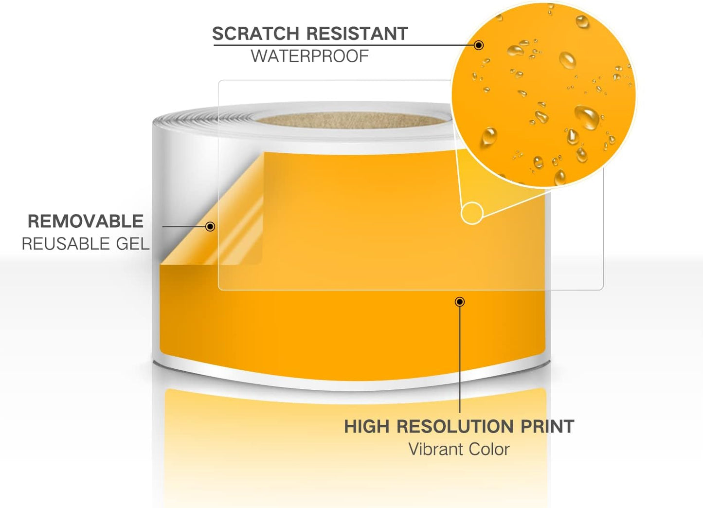 Rectangle Labels Sticker 3×5 Inch Vinyl Floor Stickers Color Coding Name Tags Roll Removable 200 PCS, Orange