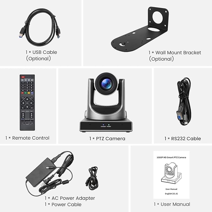PTZ Camera, 30X SDI Camera Support Optical Zoom Video and POE with Network IP Live Streaming, Simultaneous 3G-SDI and USB Video Output, for Conferences, Church, Teaching