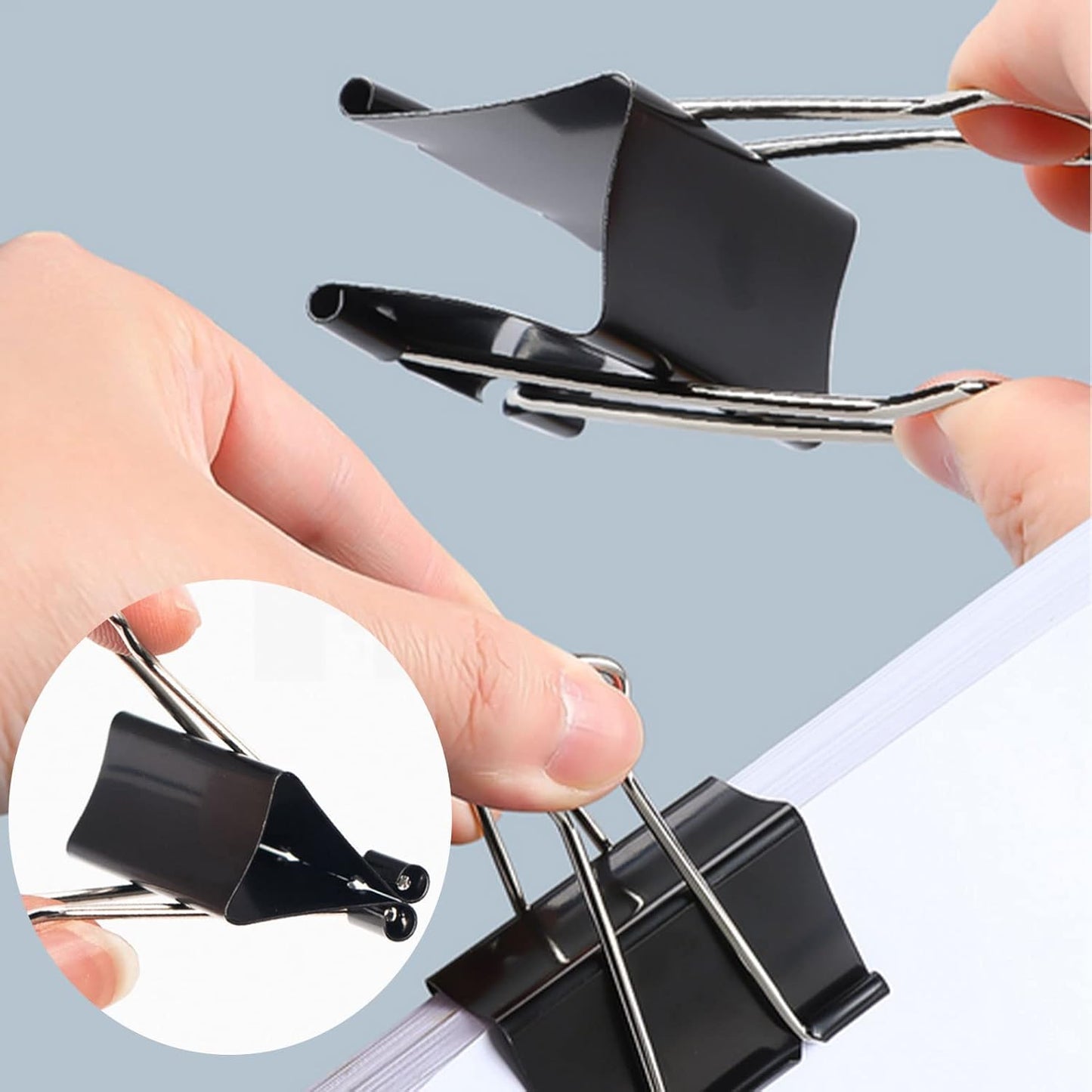 208 Pack Binder Clips Paper Clamps Assorted Size (Black) with Box, Jumbo, Large, Medium, Small, Mini and Micro,6 Sizes for Office, School and Home
