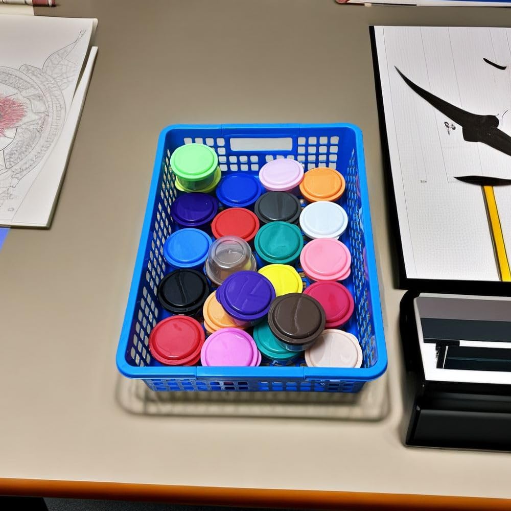 6 Pack Plastic Turn in Paper Trays for Classroom, Colorful Storage Bin Basket Organizers for School Supplies, Classroom Organization and Storage Tray Holds 4A Paper