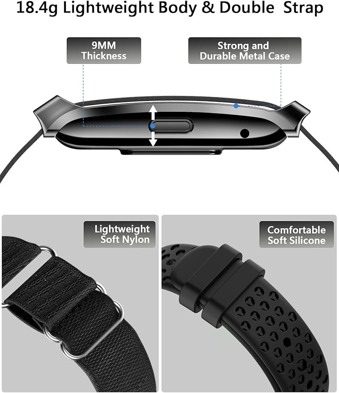 Smart Bracelet for Men Women, Health Activity Fitness Trackers, 24/7 Continuous Heart Rate/Blood Pressure/HRV/Stress Monitor, 24H Sleep Tracker, 170+ Sports Modes Smart Wristband with Free APP 2 Bands
