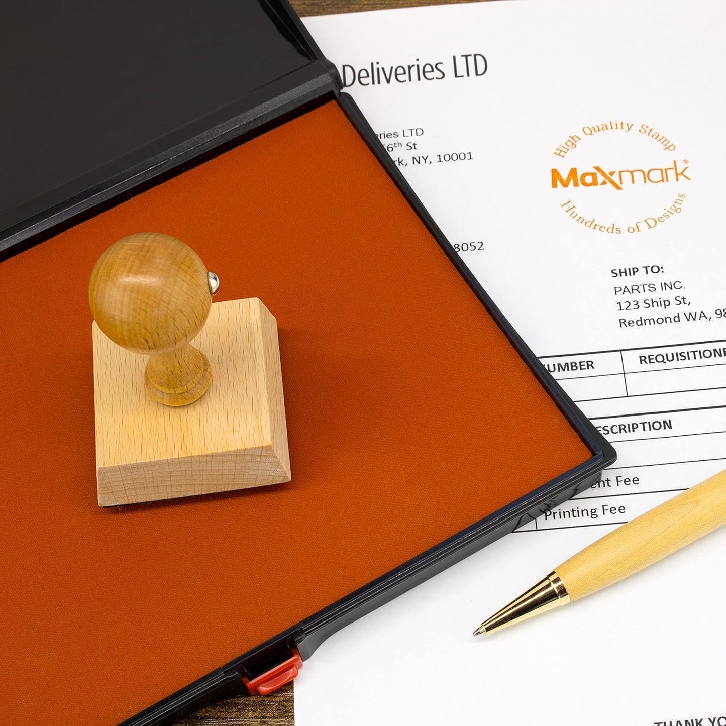 Large Premium Dark Yellow Ink Stamp Pad - 5" by 7" - Quality Felt Pad - Case with Closing snap