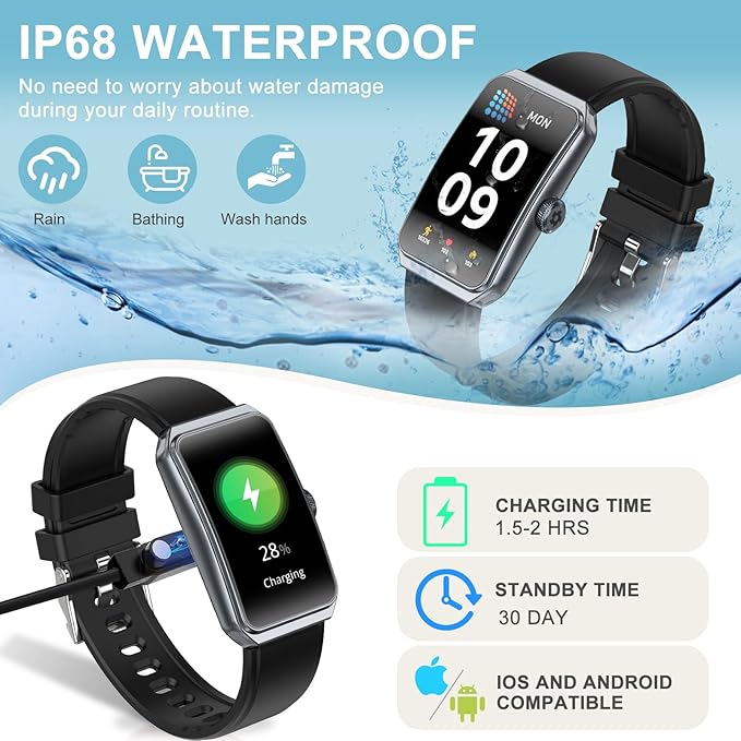 Fitness Tracker with Heart Rate/Blood Oxygen/Sleep Monitor, Smart Watches for Women Men, 100+ Sports Modes, Activity Step Trackers Smart Watch for Android iOS Phones