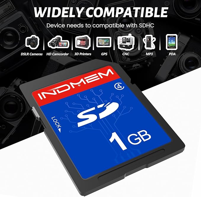 INDMEM SD Card 1GB, 10 Packs Class 4 1GB Flash Memory Card MLC Standard Secure Digital Cards Camera Card