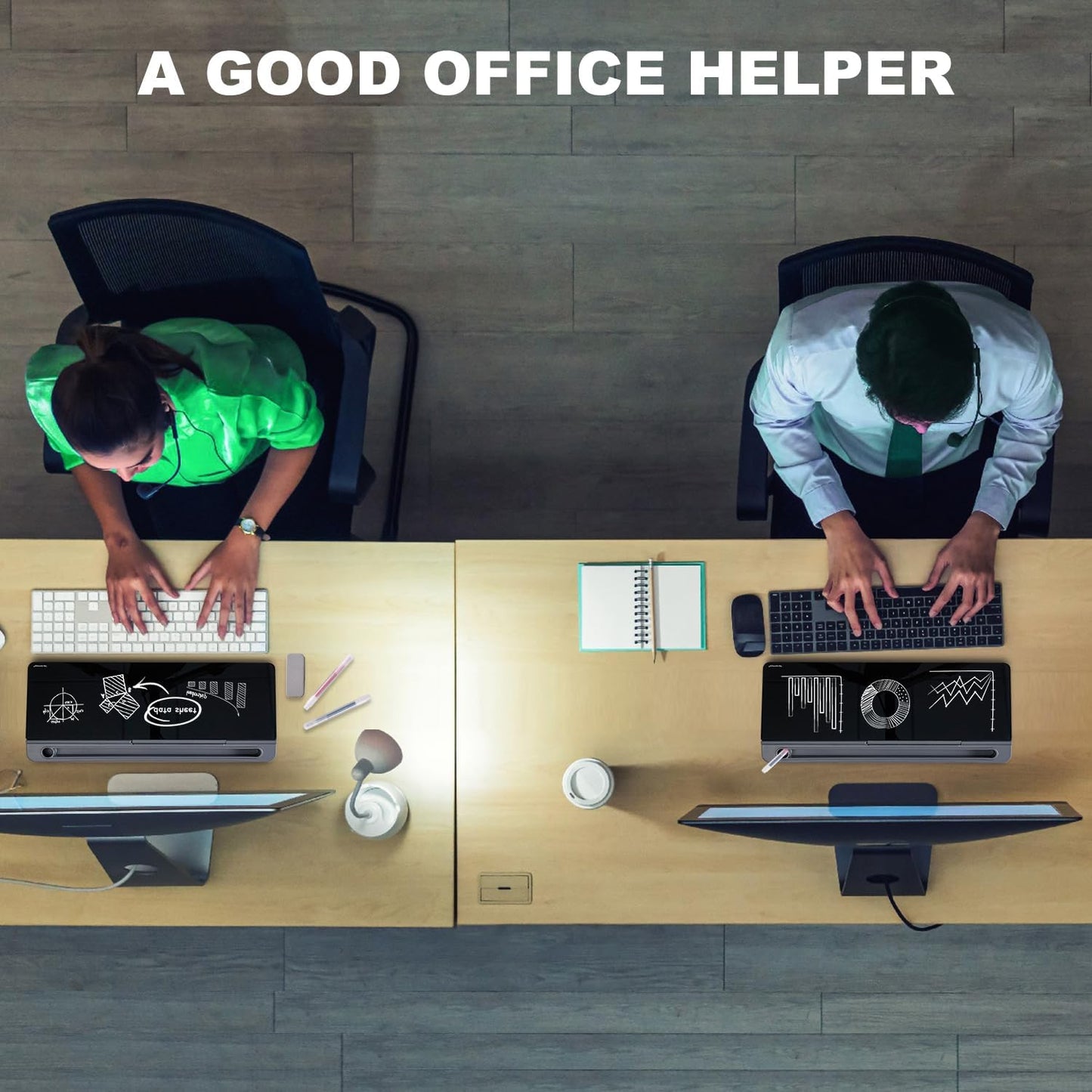 TSJ OFFICE Desktop Whiteboard Dry-Erase-Board - Computer Keyboard Stand White Board Surface Pad with Drawer, Desk Organizers with Accessories for Office, Home, School Supplies