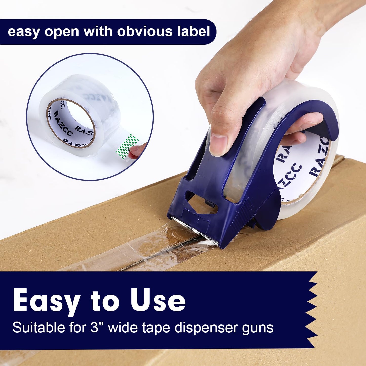 Packing Tape, 12 Rolls Clear Heavy Duty Packaging Tape with Dispensers for Packing, Shipping, Moving and Mailing, Thicker Sealing Tape-1.88" x 65 Yards Per Roll, 780 Total Yards