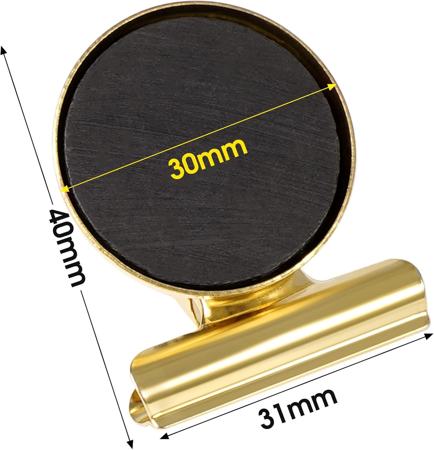 VNDUEEY 20 Pack Fridge Magnets Refrigerator Magnets, Magnetic Clips for Whiteboard, Magnet Clips Heavy Duty, Clip with Magnet for Locker, Magnetic Paper Clip for Home, Office, School, Teaching (Gold)