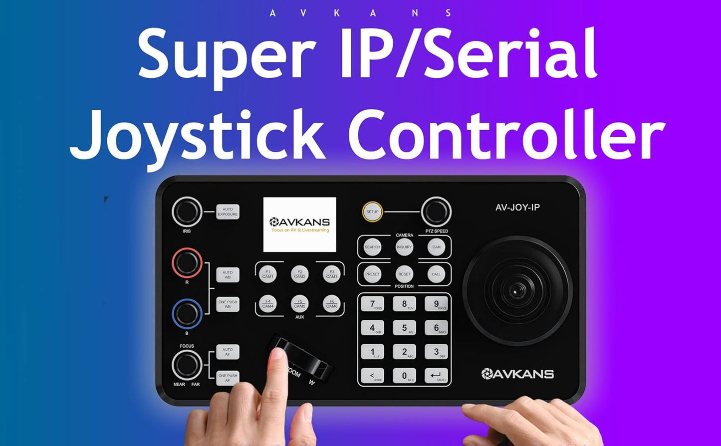 AVKANS 20X NDI PTZ Camera Kits - 2pcs 20X AI Auto Tracking NDI Camera with 1pcs IP Joystick Controller Package for Church Live Streaming Video Production(2X LV20N and 1x AV-Joy-IP)