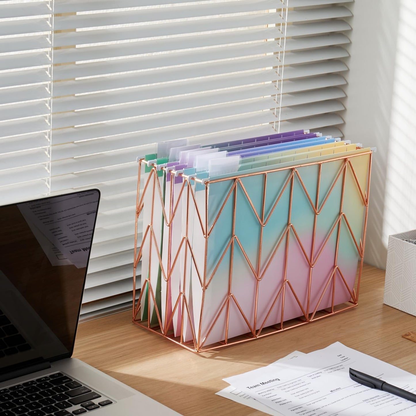 Y YOMA 6 Pack Decorative Hanging File Folders Letter Size Cute Hanging Folder Pretty File Folder Organizer for Filing Cabinet Office Home with 1/5-Cut Adjustable Tabs, Gradient Glow