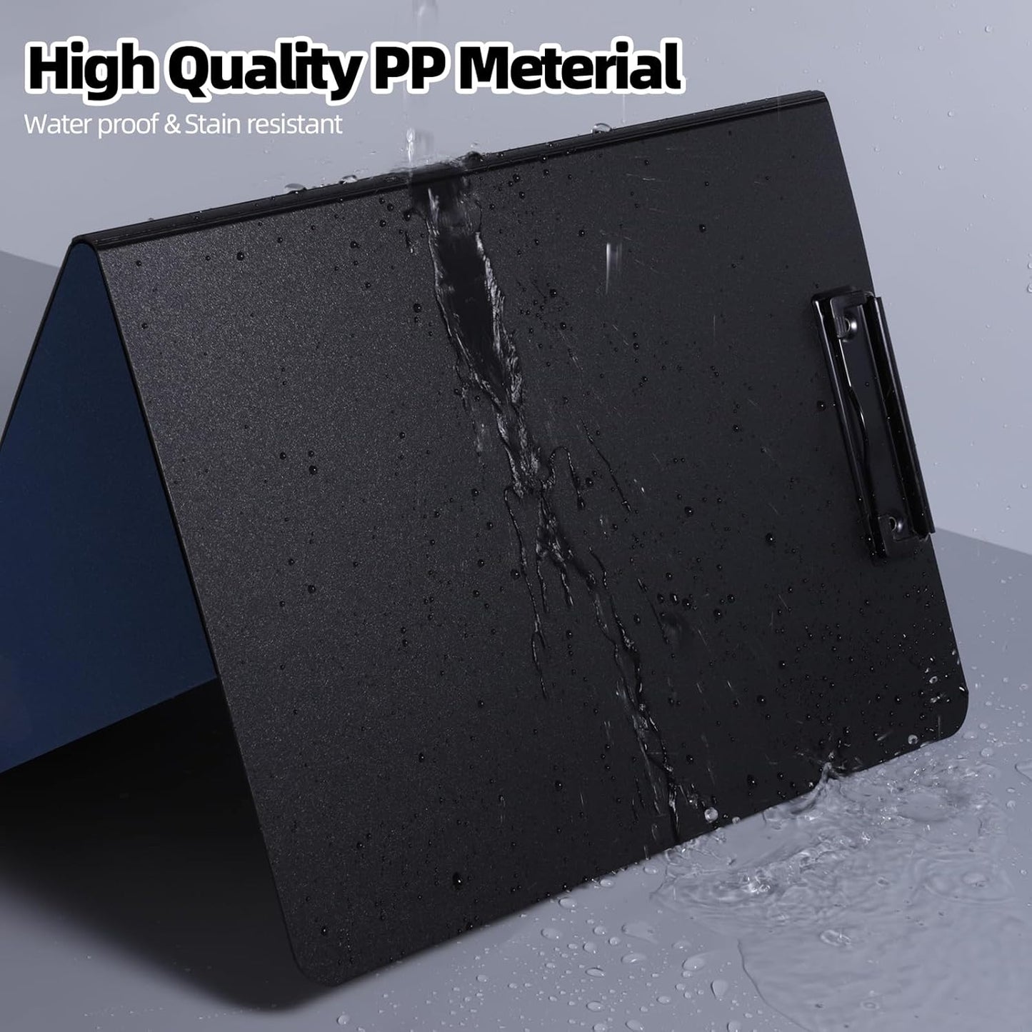 Clipboard Folder, A4 Foldable Clipboard with Horizontal and Vertical Double Metal Clips, 360 Degree Foldable Binder Clipboards with Pen Holder, File Cover Work Folder Clipboards, Blue