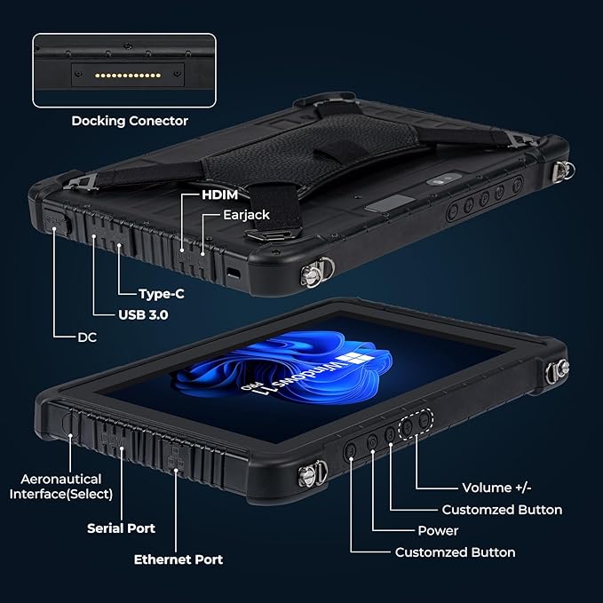 MUNBYN Rugged Tablet IRT08, 10.1 inch Windows Tablet, Windows 11 Pro, 8GB+128GB, Intel N5100,Sunlight Readable, 4G LTE GPS Heavy Duty Industrial Outdoor Work PC, BT5.1 Wi-Fi, 2Y Protection