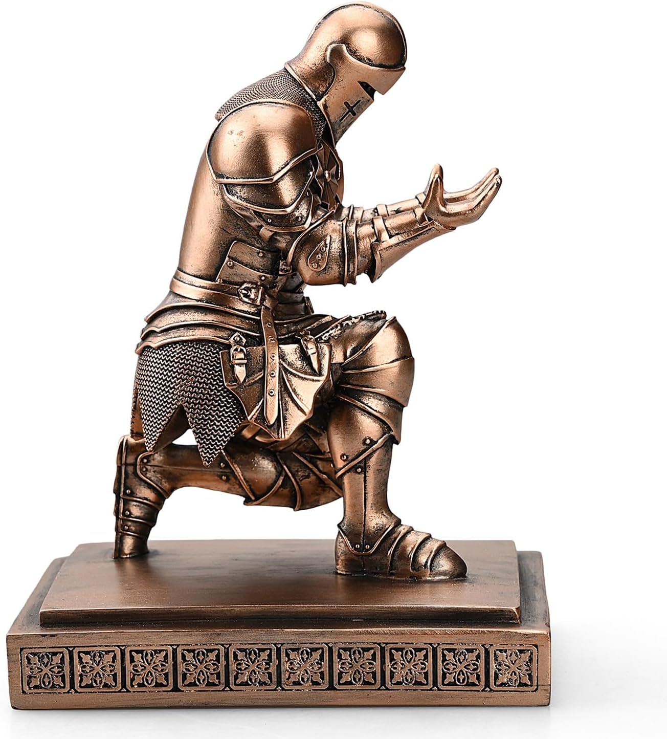 Medieval Armored Warrior Knight Pen Holder Desk Organizers and Accessories Resin Pencil Holder Paperweight as Gift with a Cool Letter Opener for Desk (Copper)