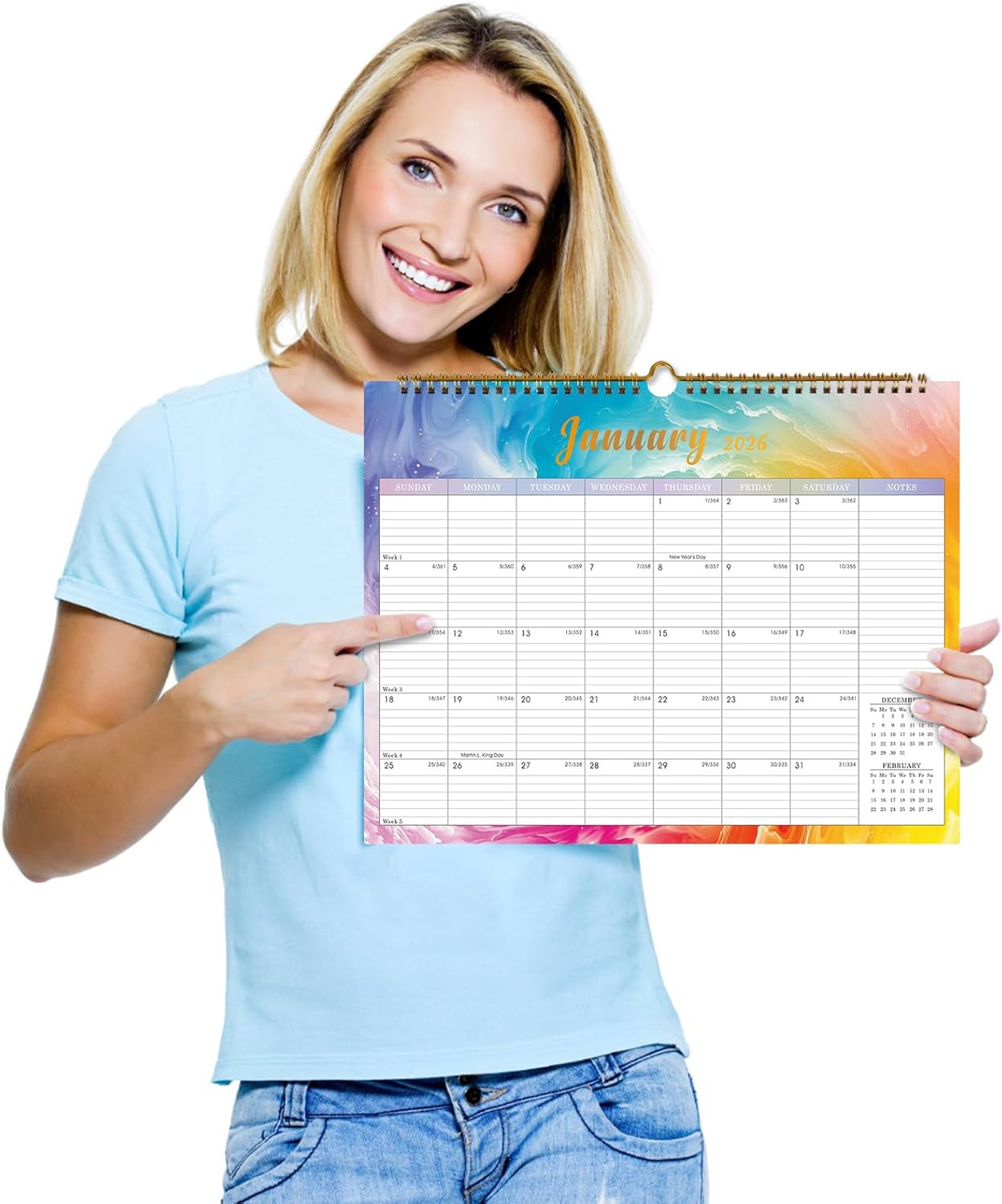 Lbylyhxc Calendar 2026 - 18 Monthly Wall Calendar 2025-2026 from July 2025 to December 2026, 14.8 x 11.5 Inches.Thick Paper includes major holidays and dedicated space for notes and important dates (Calendar 2025-2026 rainbow)