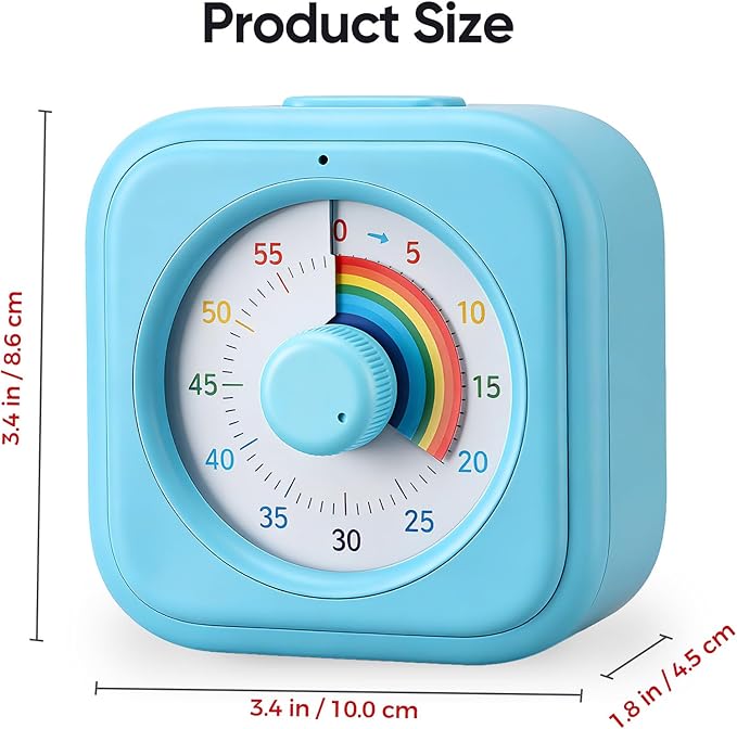 60-Minute Visual Timer for Kids, Silent Rainbow Countdown Timer for Time Management, Homeschool, Classroom, Home, Office