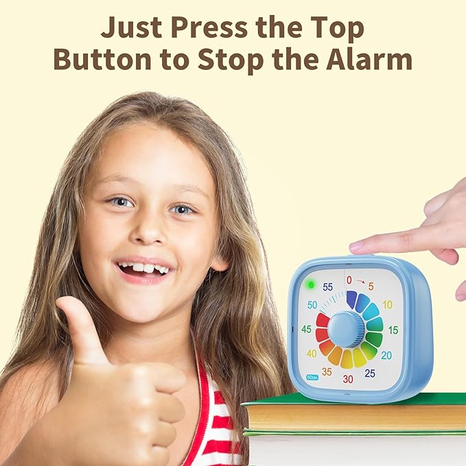 Timer for Kids, Pomodoro Timers for Kids Adults Toddlers, 60-Minute Countdown Desk Timer for Productivity, Efficient Work Study, Concentration of Attention