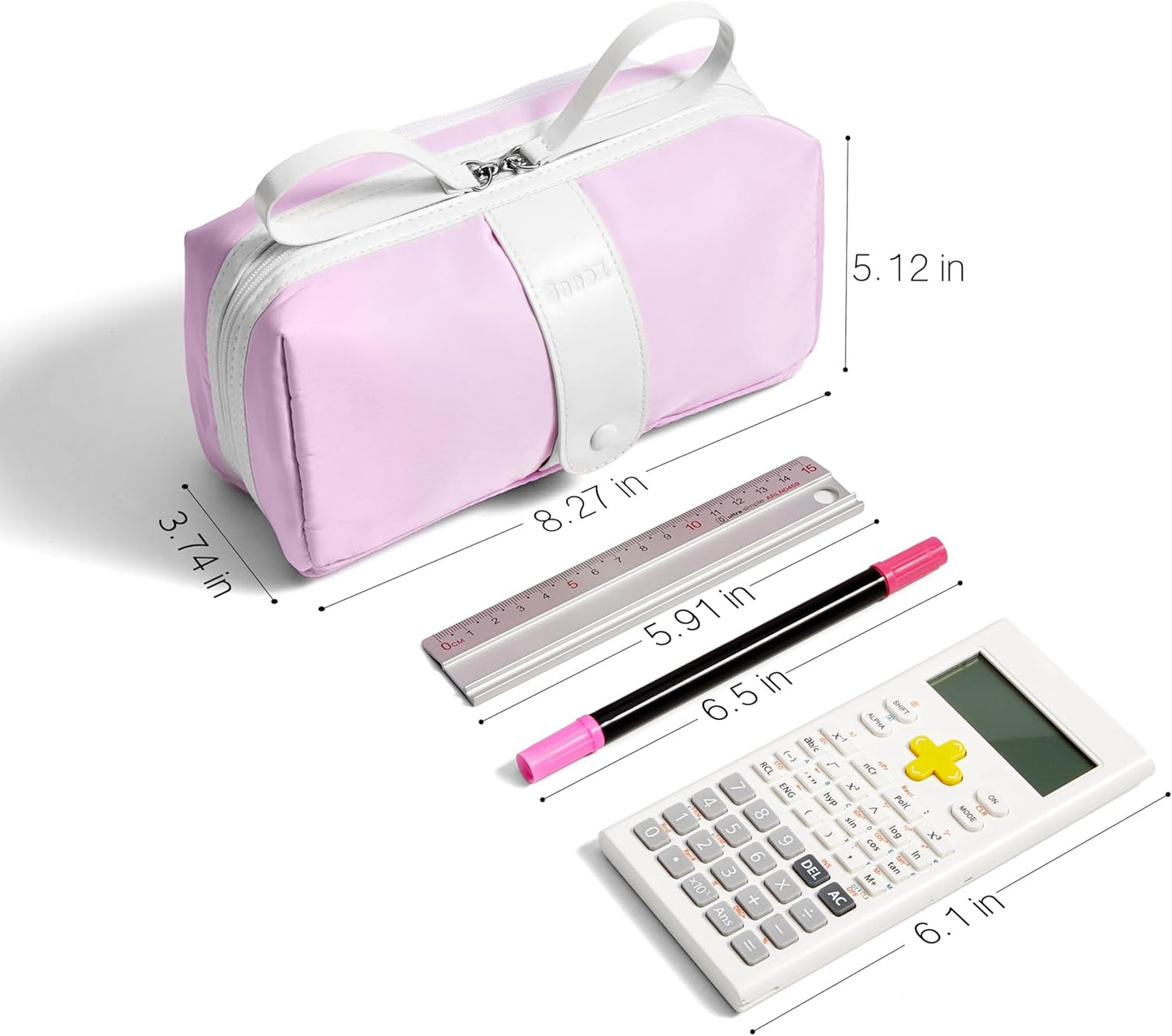 Sooez Big Capacity Pencil Case, Extra Large Pencil Pouch with Zipper Pocket, Wide Opening Pencil Bag, Portable Stationery Organizer, Cute Aesthetic School Office Supplies for Teens Girls Adults, Pink