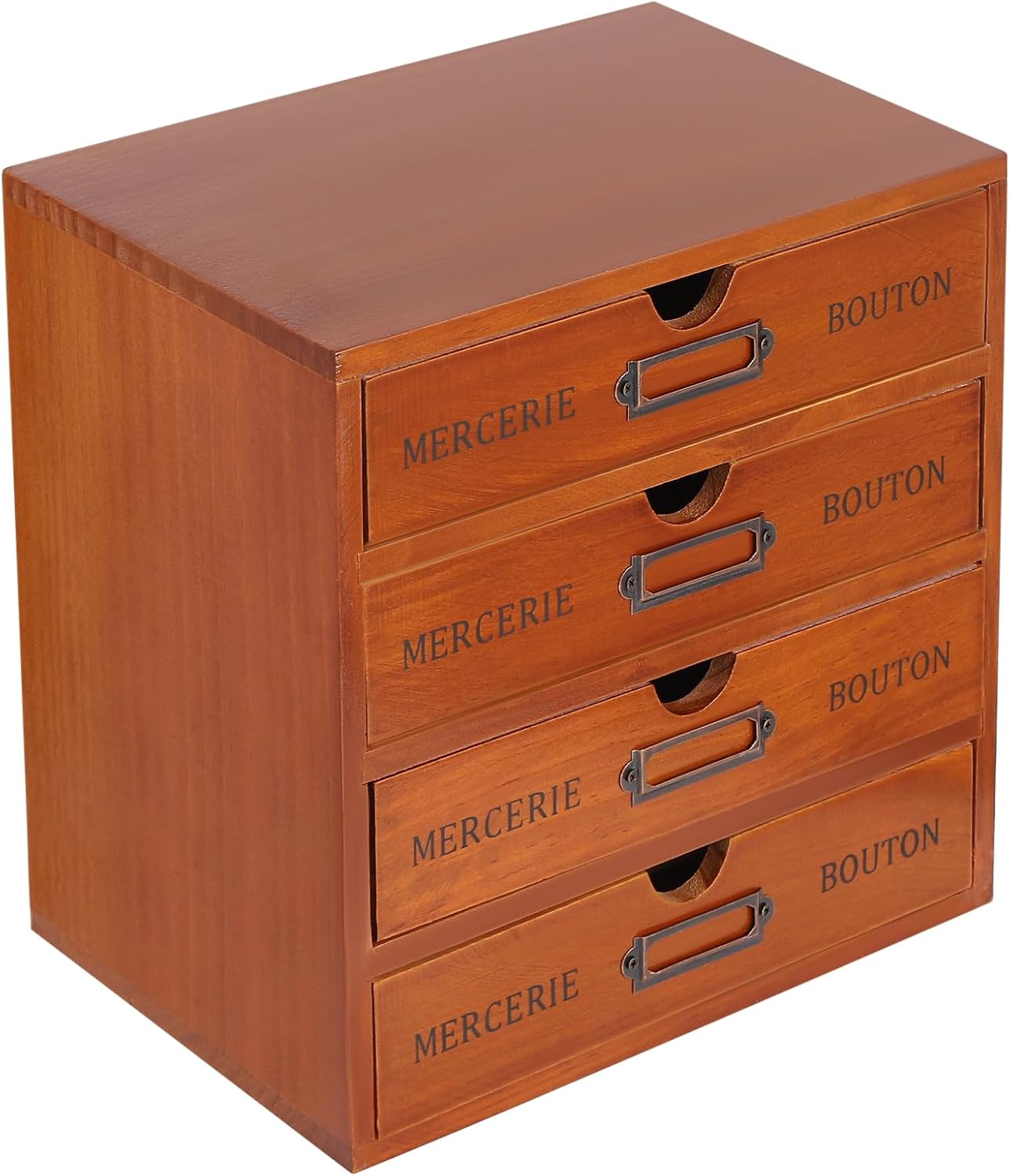 Vintage Drawer Wooden Drawers Organizer, 16-Drawer Desktop Organizer With Drawers, Iron Label Holders, Brown, For Store Cosmetics, Files, Books, Letters, Papers, Magazines