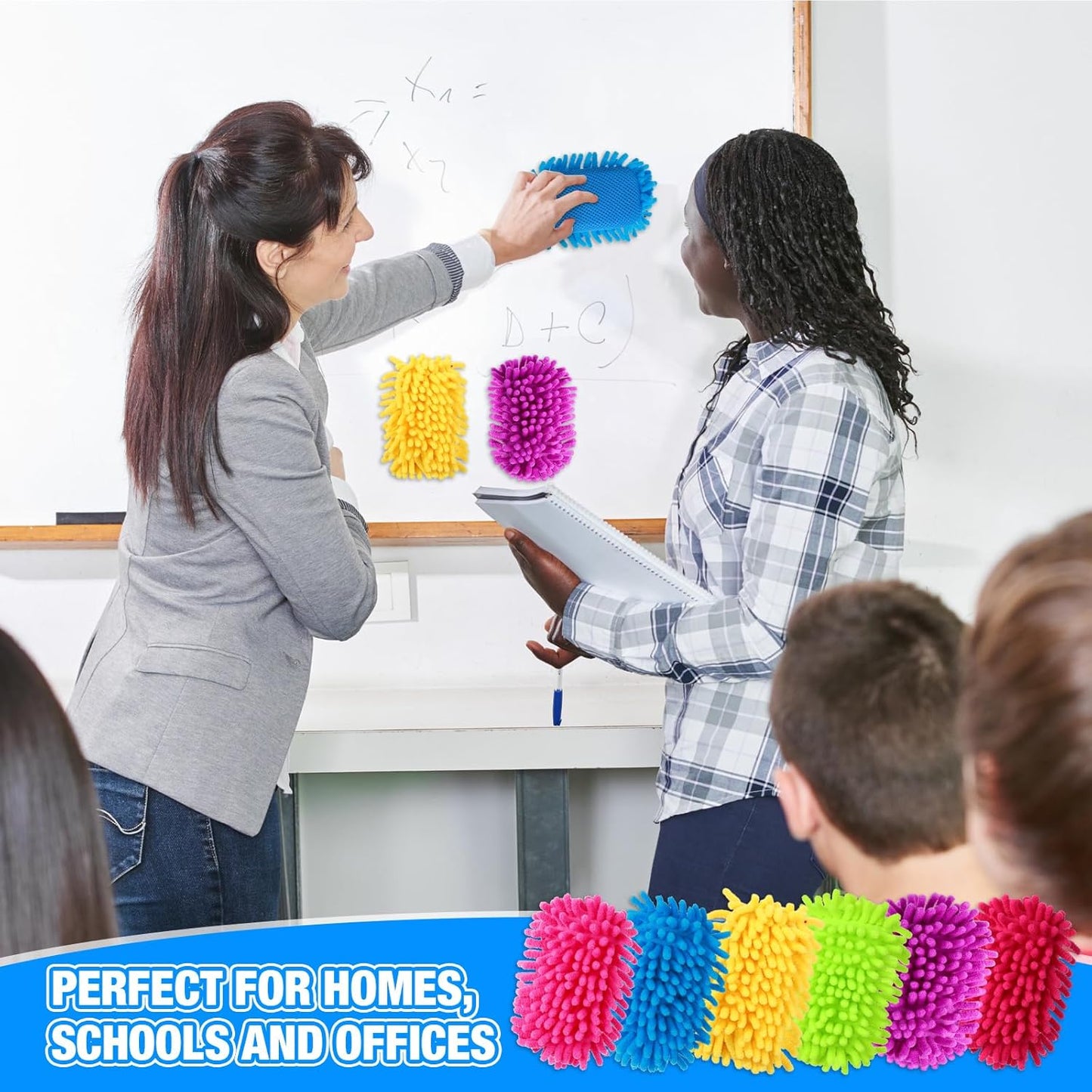 Sherr 18 Pcs Microfiber Shag Magnetic Dry Erase Erasers Washable School Whiteboard Eraser Bulk Colorful White Board Eraser for Chalk Markers Home Classroom Office (Rainbow Color)