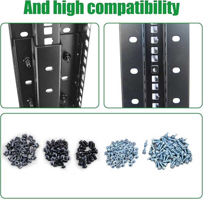 42U Server Rack/4-Post 19in Network Rack/Open Frame Rack with Wheels, Heavy-Duty Frame Cabinet/Adjustable Depth 15.75-13.75in GLOBALRACK,(4POST-600-42U)