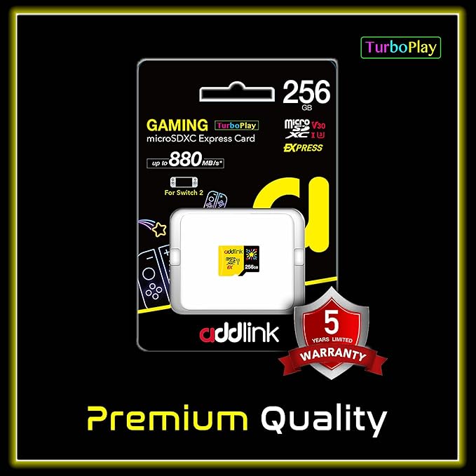 addlink 256GB Gaming microSD Express Card for Nintendo-Switch 2, Speed Up to R/W 880/750 MB/s MicroSDXC Express Memory, ROG Ally, Steam Deck, Camera UHS-I, C10, U3, V30, Full HD 4K