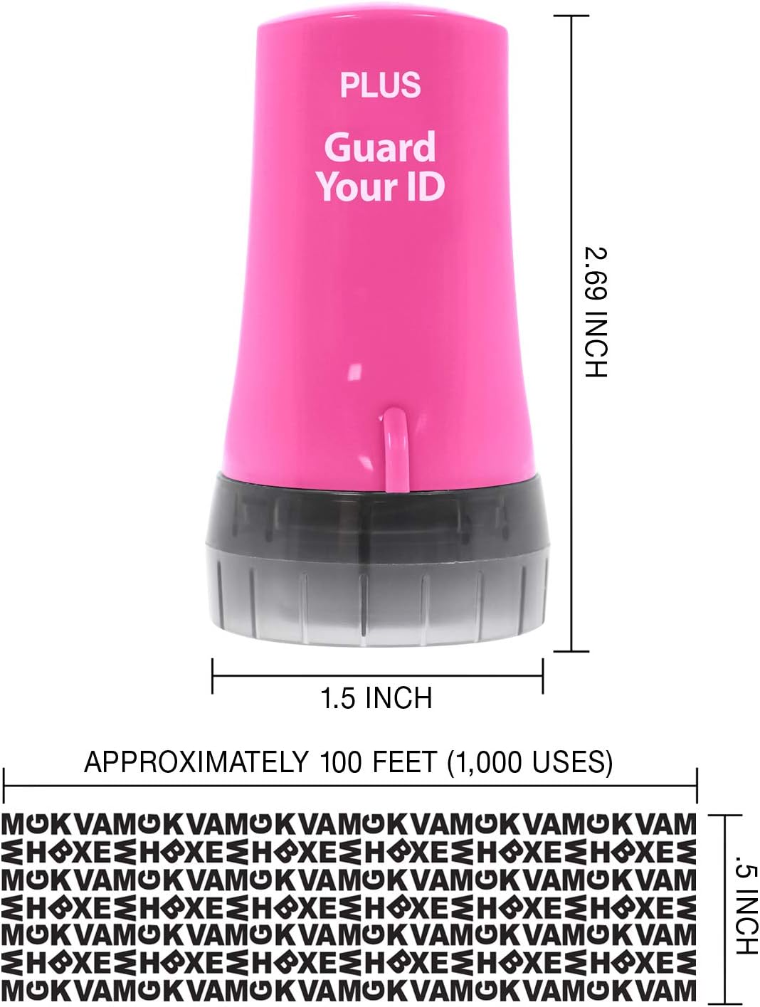 Guard Your ID Advanced Security Roller 2.0 Identity Theft Prevention Stamping Pink