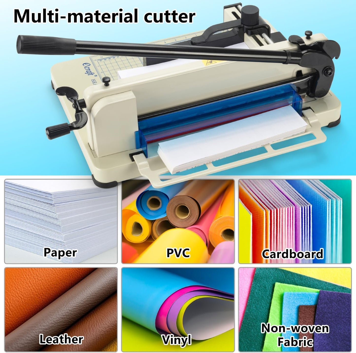 Ecraft Heavy Duty 12" Guillotine Paper Cutter - 400 Sheet Capacity,Solid Steel with HSS Blade,Industrial Commercial Trimmer for Office,School,Print Shop,Safety Lock & Clear Grids