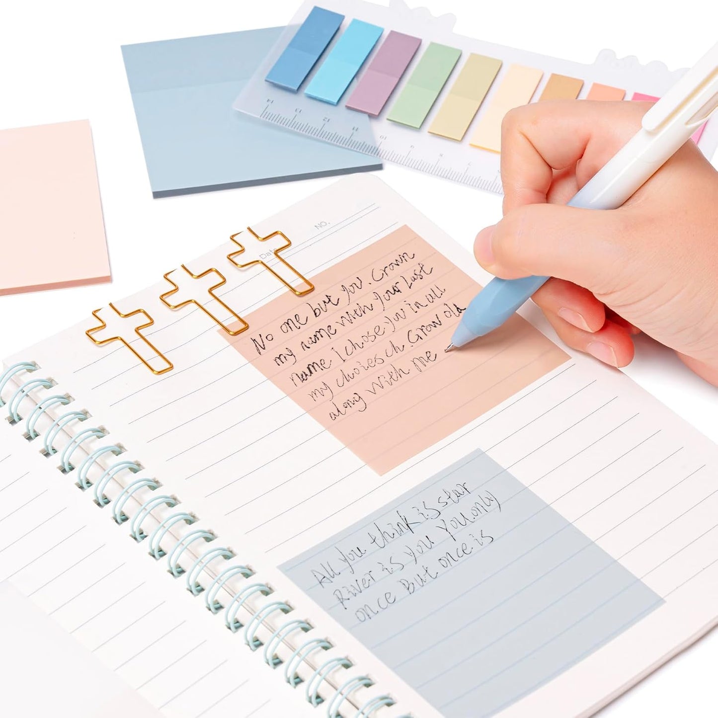 Bible Study Supplies for Women Men - Pencil Pouch Case, 75 Tabs, 12 No Bleed Highlighters, 6 Colored Pens, 10 Black Ink Pens, Washi Tapes & A5 Notebook -Christian Gifts Journaling Kit, Black