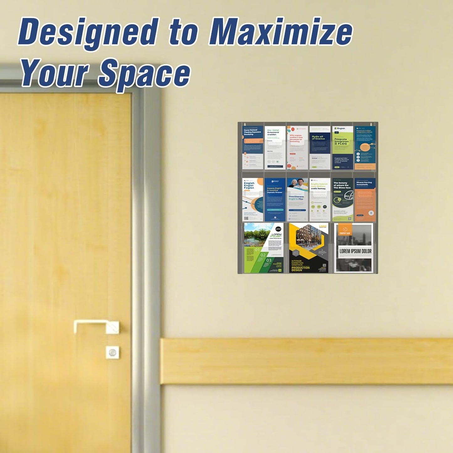 Acrylic Brochure Pamphlet Holder, 3 Magazine Holders and 12 Pamphlet Holders, Wall Mount Display Rack, Trifold Flyer Holder, Literature Organizer for Home, Office, Dual-Tone Clear Front & Black Back