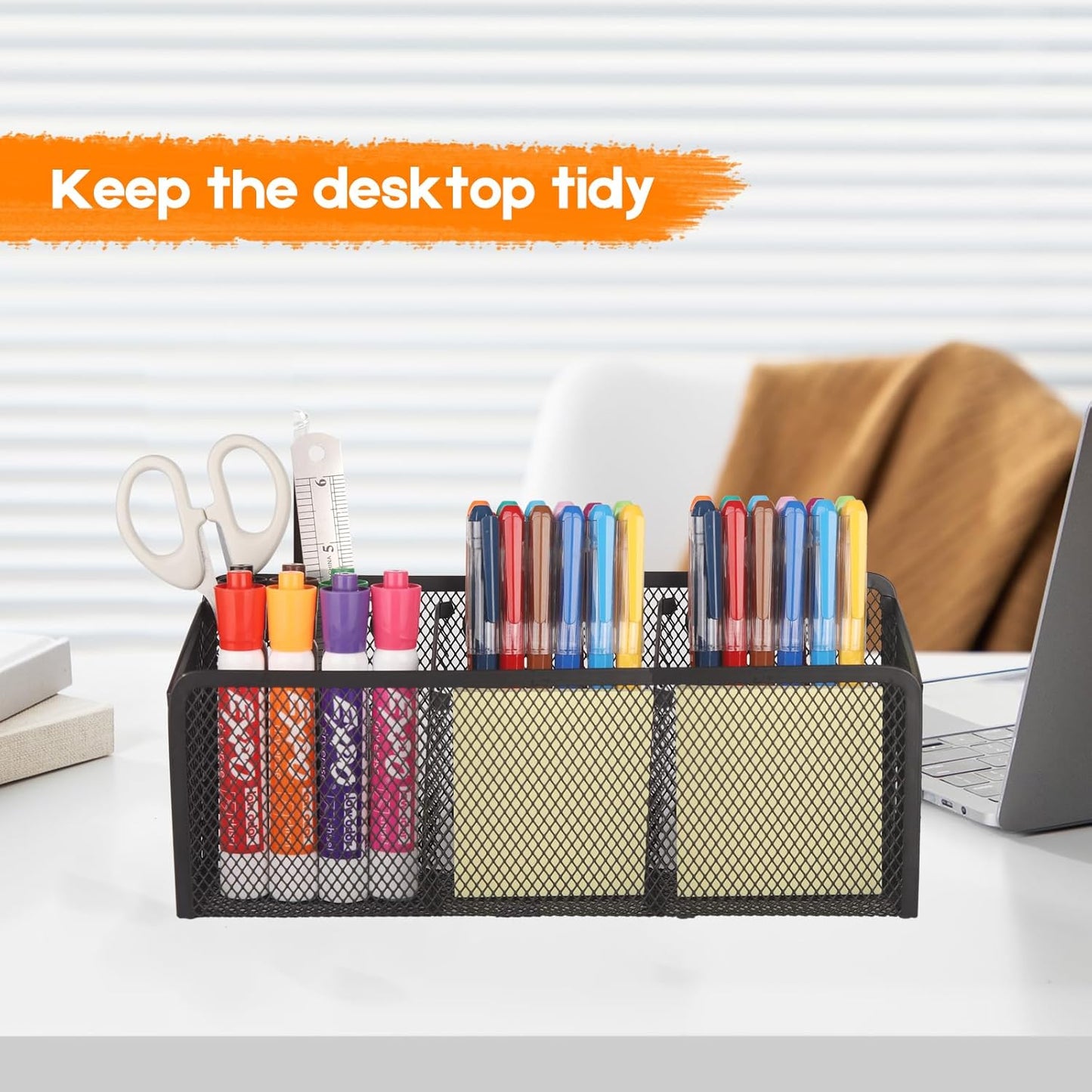 Magnetic Pencil Holder - Extra Strong Magnets Mesh Marker Holder Perfect for Whiteboard, Refrigerator and Locker Accessories (3 Baskets, 1 Pack Black)