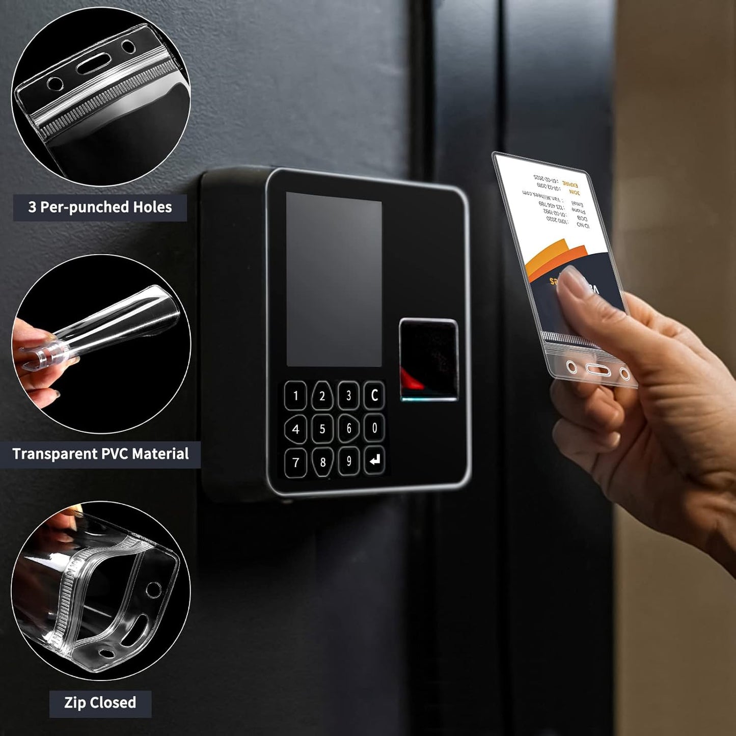 6 Pack ID Badge Holder - Vertical Badge Holder, 2.25" x 3.5" Clear Cards Holders for Lanyard, Plastic Sealable Waterproof, Name Tag Holder for Nurses, Office, and School