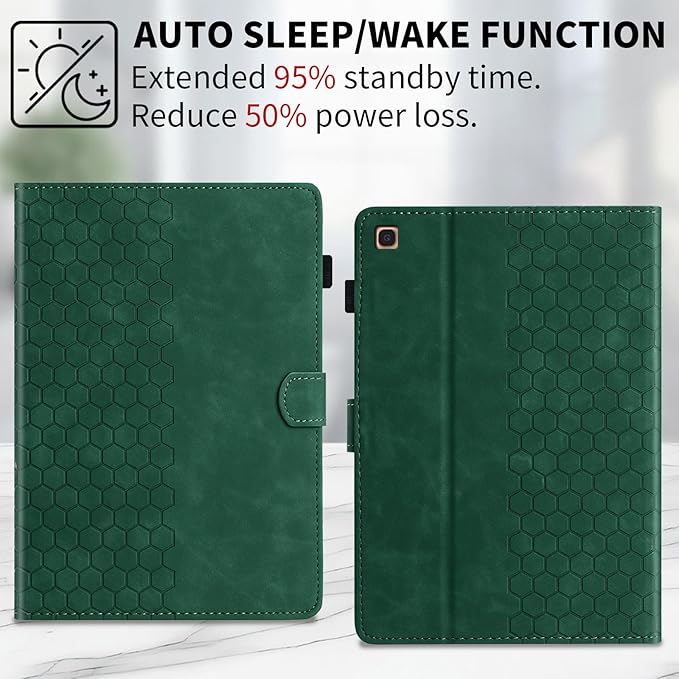 Case for Samsung Galaxy Tab A 10.1 2019 Model SM-T510/T515, Multi-Angle Viewing Smart Stand with Pocket PU Leather Tablet Cases Flip Folio Cover Green