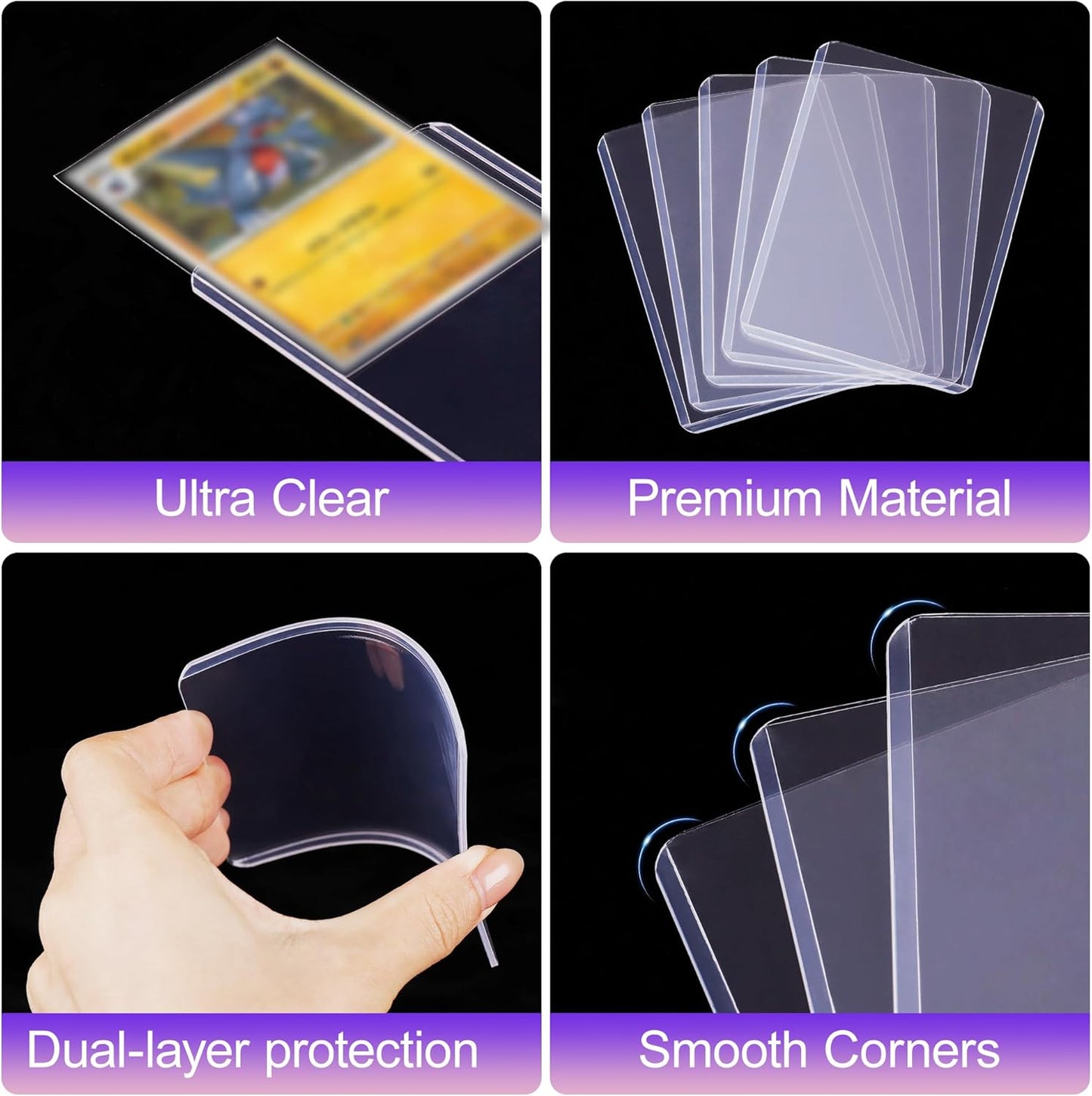 1000 Packs Card Sleeves Top Loaders for Cards,3"X4" Baseball Card Protectors Toploaders,Hard Plastic Card Holder for Trading Sports Football Game Cards (500 Hard Sleeves+500 Penny Sleeves)