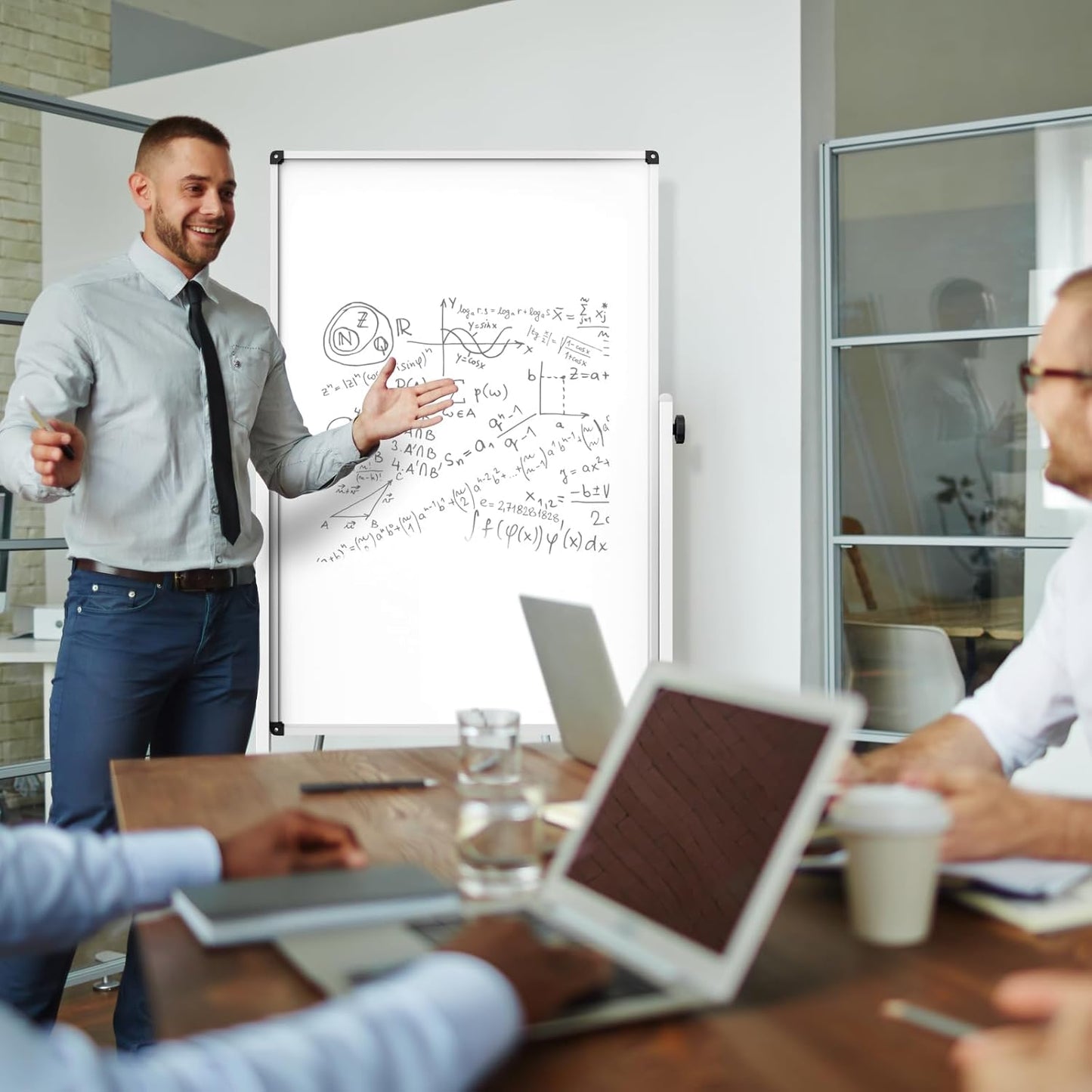 Whiteboard on Wheels, 44x26 Inches Double Sided Magnetic Dry Erase Board Height Adjustable Whiteboard with Stand for Home Office Classroom