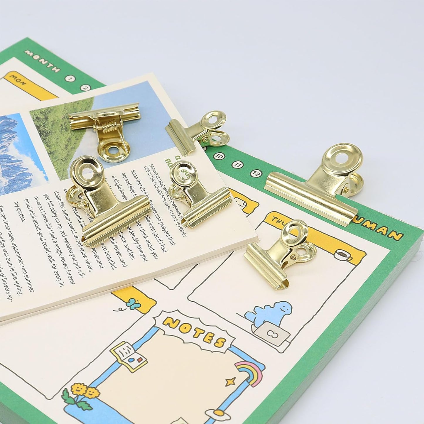 YCVIORING Gold Bulldog Binder Paper Clips, Assorted Sizes Set, Paper Clamps for School, Office and Home Kitchen (53 Pack)