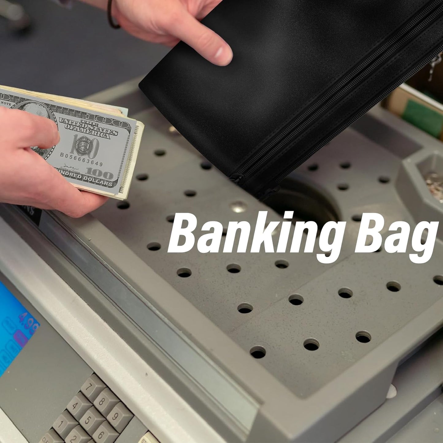 HAUTOCO 2 Pack Money Bag with Zipper 11x6.1 inch Money Pouch with Lined PU Leather Bank Bag Two Pockets Utility Wallet for Cash Check Receipt Coins Cosmetics