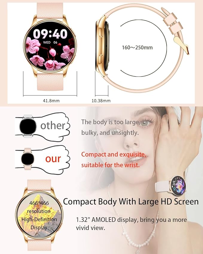Smart Watches for Women Men, 1.3" Fitness Tracker Watch with Heart Rate/Sleep Monitor/Spo2/100+ Sports/Bluetooth Call/DIY Watch Face, Smartwatch for Android Phones/iPhone
