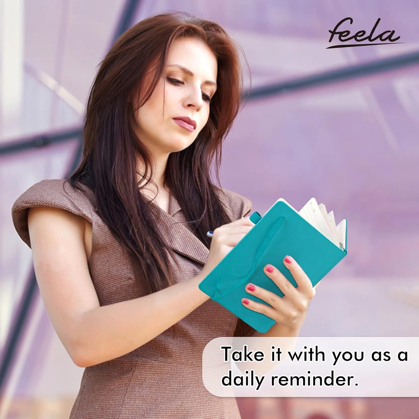 feela 8 Pack Notebooks Journals Bulk, Hardcover Notebook Classic Ruled Lined Journals with Pen Holder for Women Girls School Business Supplies, with 8 Black Pens, 120 GSM, 5.1”x8.3”, A5, Emerald