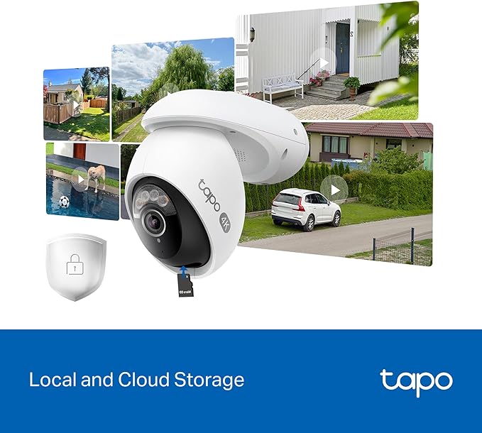 Tapo 4K 8MP Wired Pan/Tilt Outdoor Security Camera, Free Person/Vehicle Detect & 360ยฐ View, Color Night, Local AI, SD/Cloud Storage, Works w/Alexa & Google Home, 2.4 GHz WiFi C560WS
