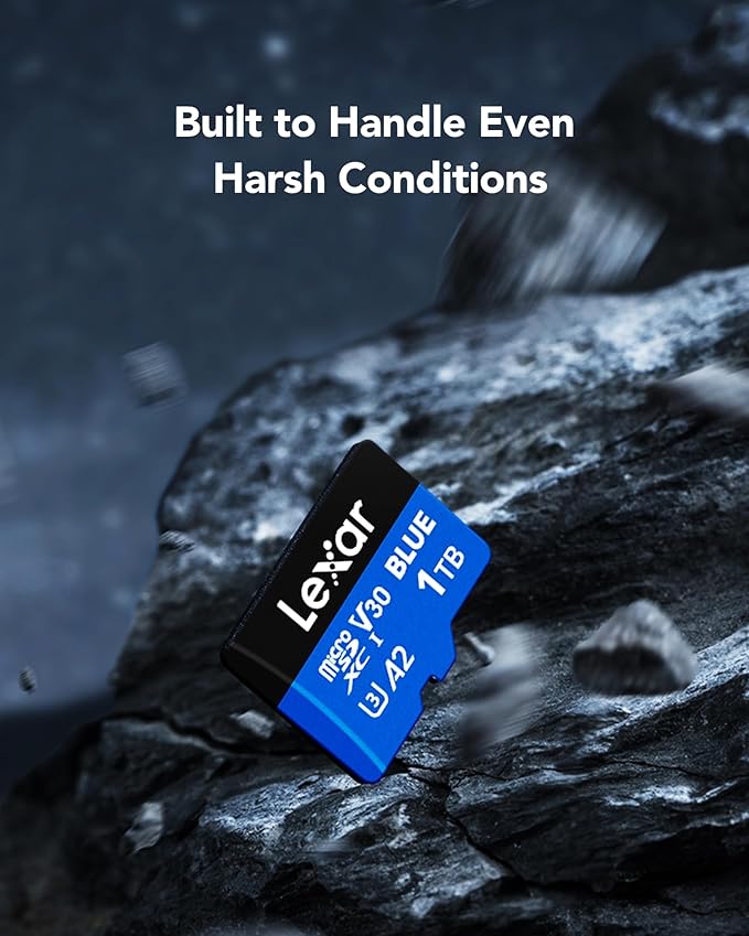 Lexar 1TB Blue Micro SD Card Up to 160MB/s, microSDXC UHS-I Memory Card with SD Adapter, C10, U3, A2, V30, Full HD, 4K UHD, High Speed TF Card