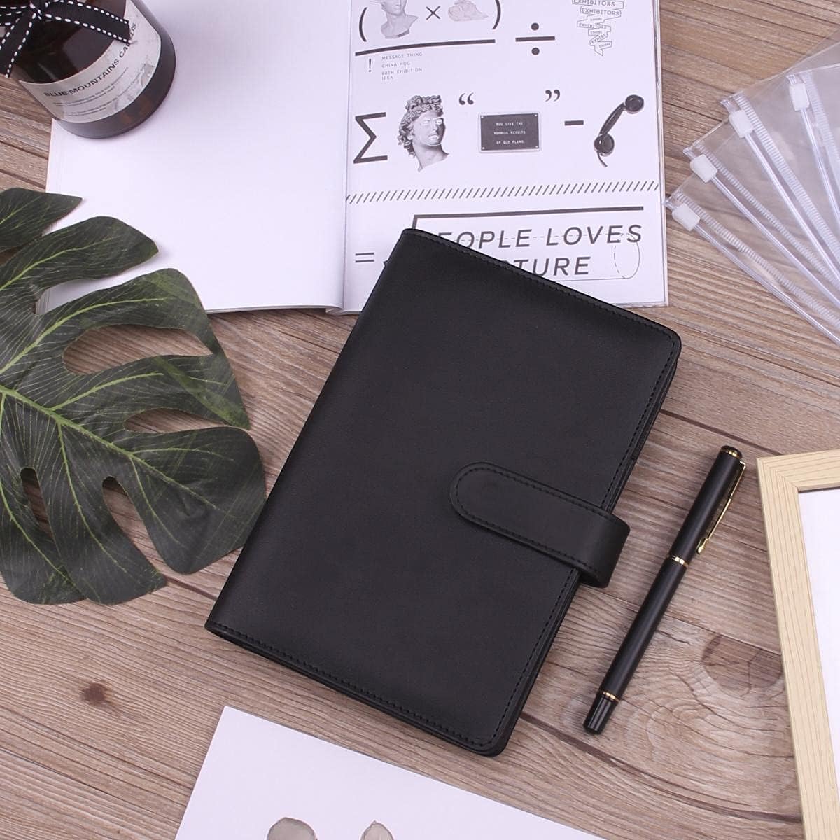 Money Saving Binder, Savings Challenges Book with for Cash Envelopes, 12pcs Zipper Envelopes A6 Budget Binder, Budget Planner for Managing Budgets and Saving Money (Black-7.4IN)