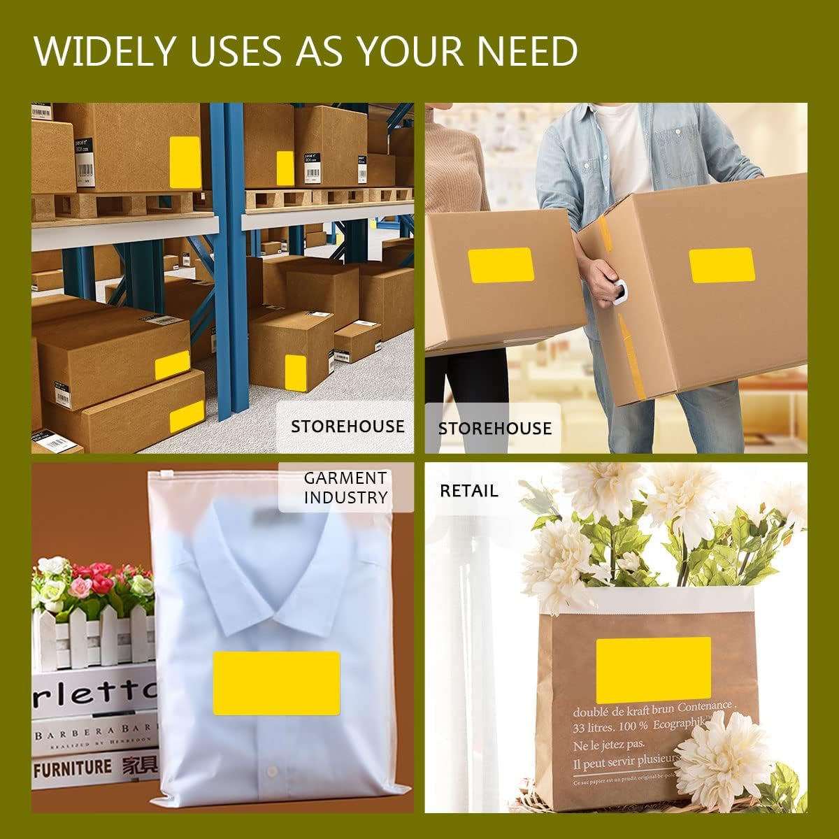 PARLAIM 3 X 5 Inch Rectangle Adhesive Color Coding Stickers,Square Yellow Inventory Stickers -250 Per Dispenser Box