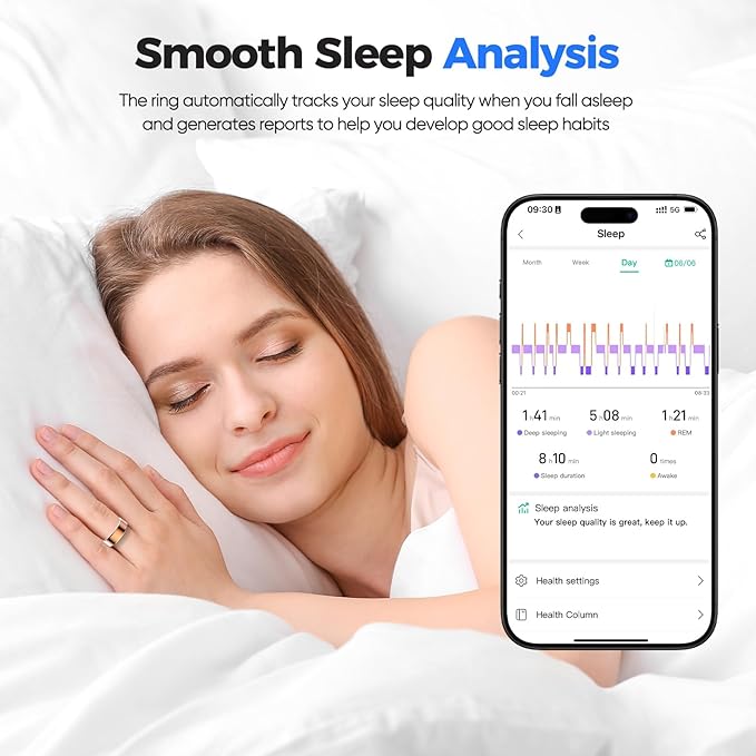 Smart Ring IP68 Waterproof,5-Day Long Battery Life, No Subscription Fee,Fitness Health Tracker for Men Women, Heart Rate & Sleep Monitoring Daily Use,iOS&Android Compatible (Silver, 12)