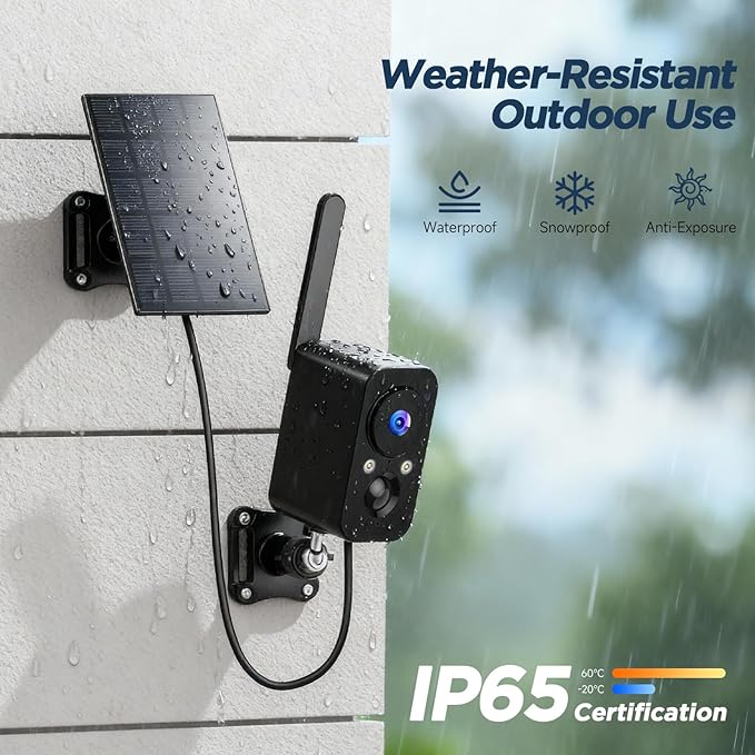 4G SIM Cellular Security Cameras Wireless Outdoor/Indoor with Solar Panel: No WiFi Battery Operated Camera for Home Security with 2-Way Audio - Color Night Vision House CCTV Cam