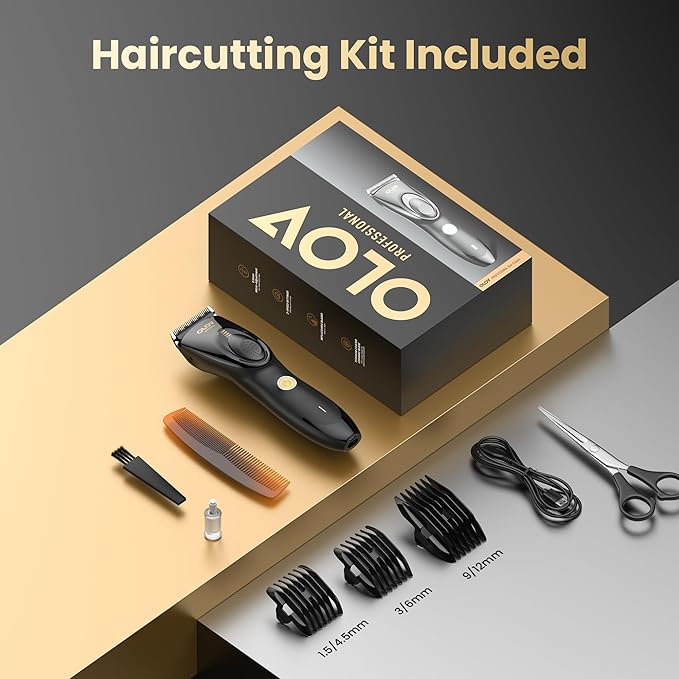 Hair Clippers for Men, Cordless Hair Clipper Kit, Adjustable 4 Length Setting, 2-Speed Settings, Replaceable Ceramic Blade Heads, Rechargeable Hair Clippers for Family (Black)