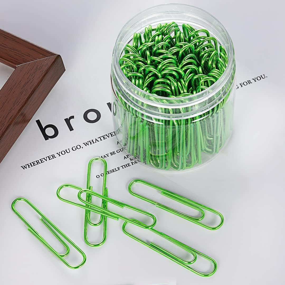 Vinaco Green Jumbo Paper Clips, 100 Pack, 2 Inch (50 mm), Durable & Rust Resistant, Great for Office, School and Personal Use