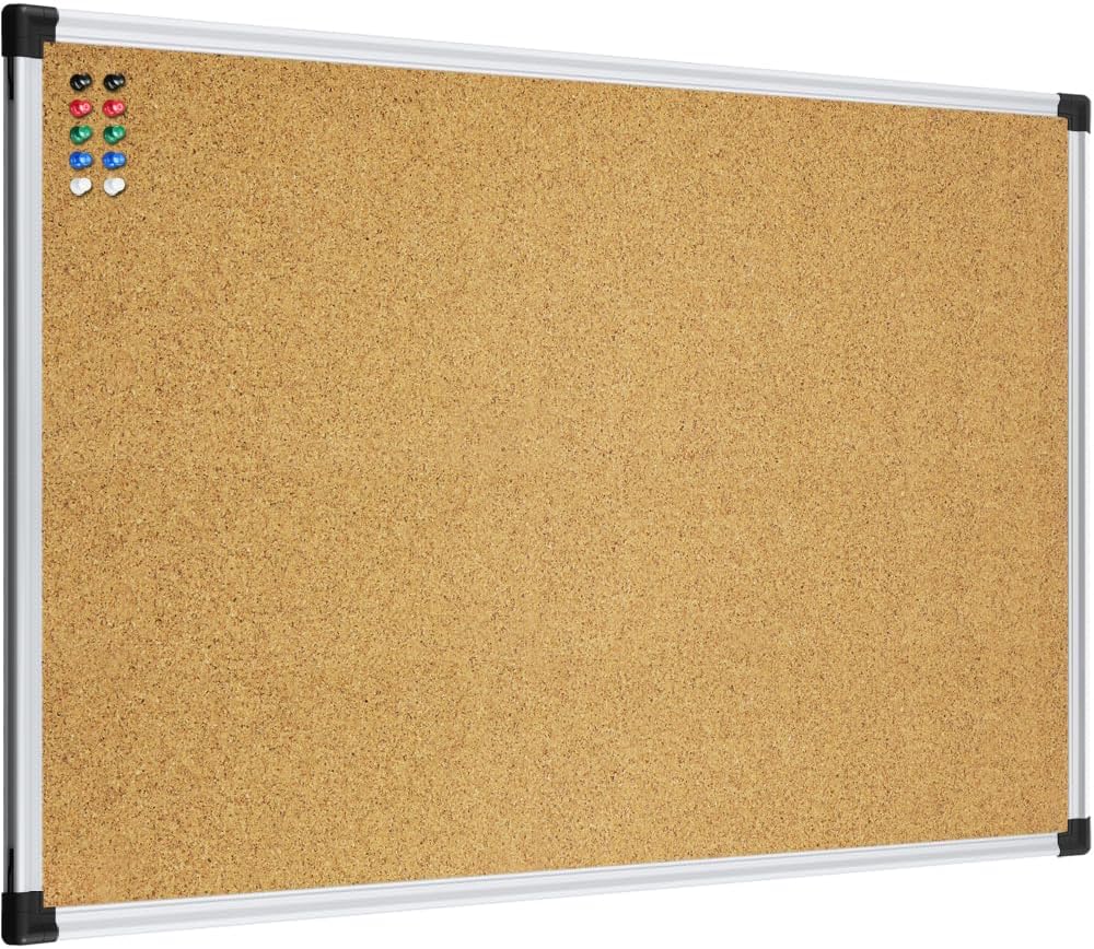 XBoard Cork Bulletin Board 48x36 inch with Aluminum Frame, Pinboard for Vision & Memo Displays (Pack of 2)
